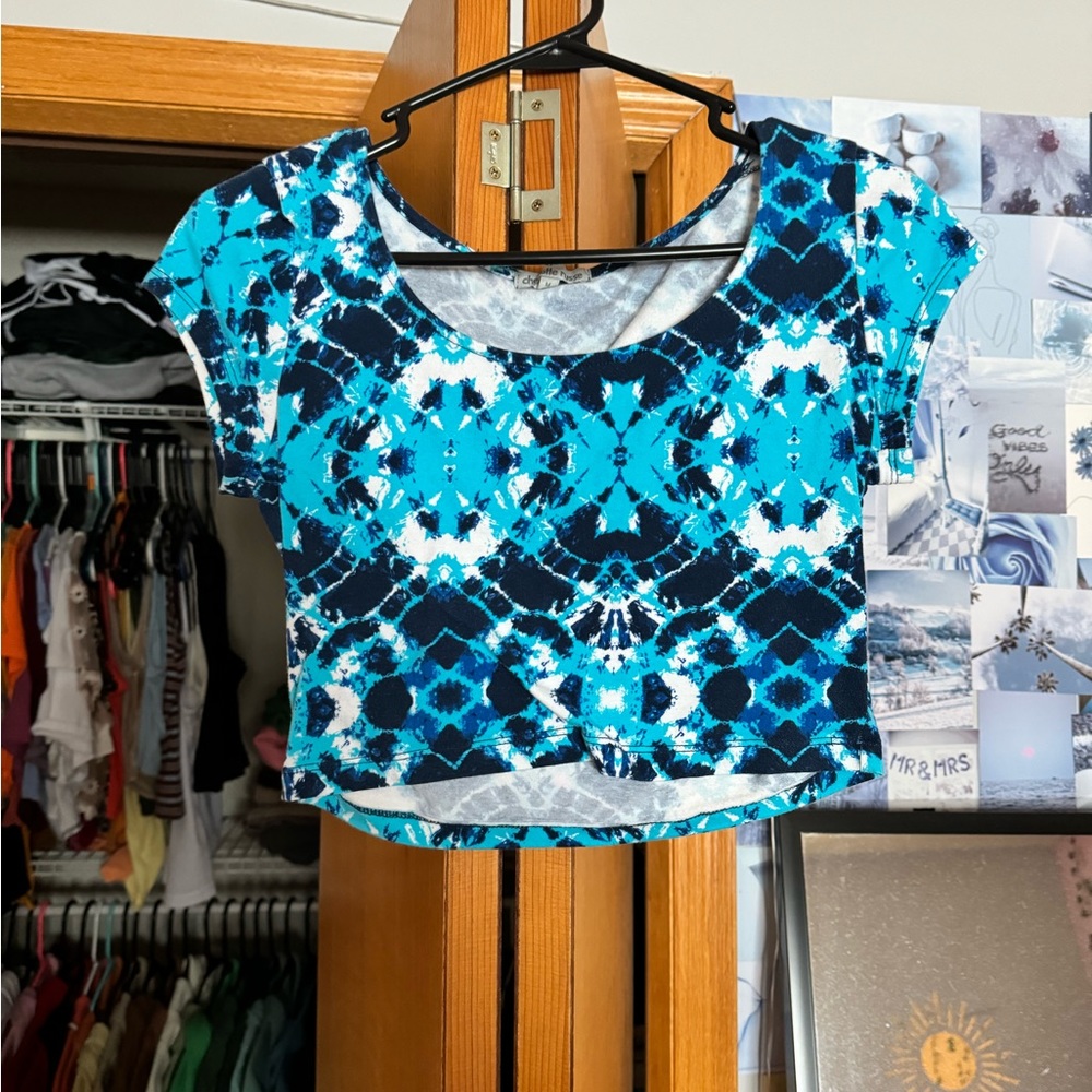 Blue tie dye crop top